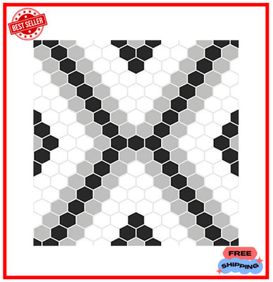FP2950 Leyton Peel & Stick Floor Tiles Black Easy Application for DIY Projects