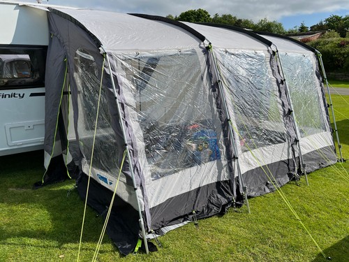 KAMPA : Rally 390 - Pole Awning + Skirt in Storage Bag In Vgc - For Caravanning
