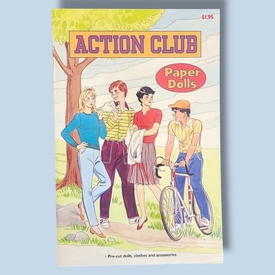 Vintage Action Club Paper Dolls Teen Style Fashion Book Uncut 1980s Retro Look