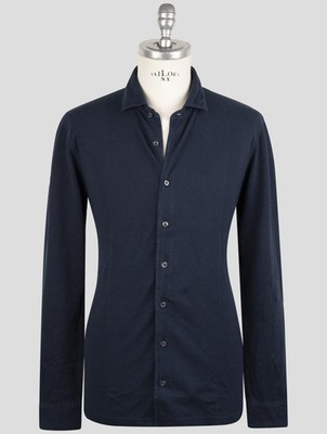 NEW GRAN SASSO BLUE NAVY COTTON SHIRT EU 52 - US 42 - L G3S88