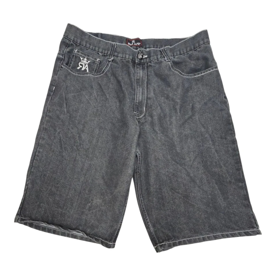 Vintage Y2K Red Ape Skatista Baggy Bordado Preto Denim Jorts 40 Streetwear - Imagem 2 de 4