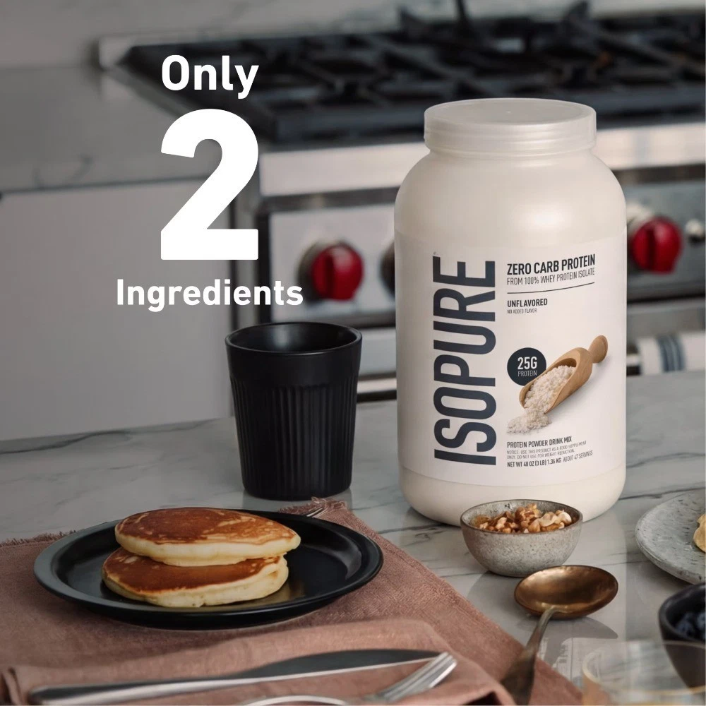 Zero Carb 100% Pure Whey Isolate Protein Powder, Unflavored, 25g Protein, 14 - thumbnail 3