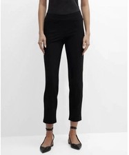 Eileen Fisher High-Waist Stretch Crepe Slim Ankle Pants Women  s PP /Small Black