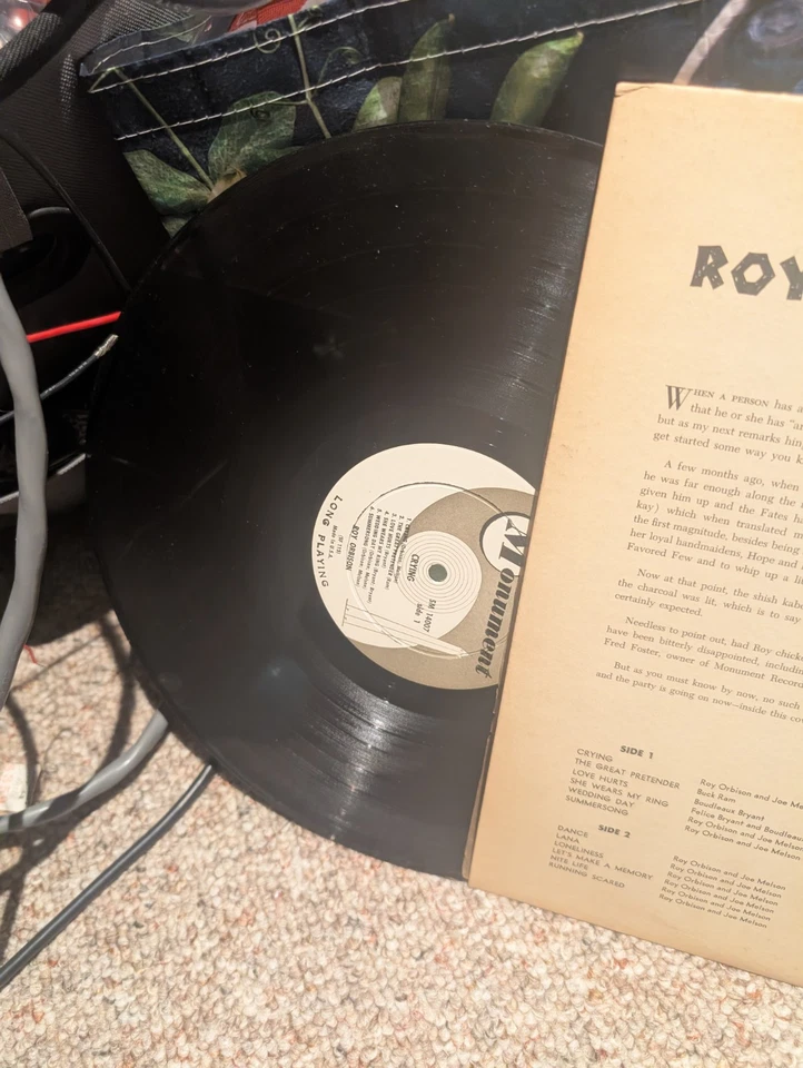 Roy Orbison CRYING LP 1962 Rock Pop Monument M4007 High Fidelity - Image 3 of 3