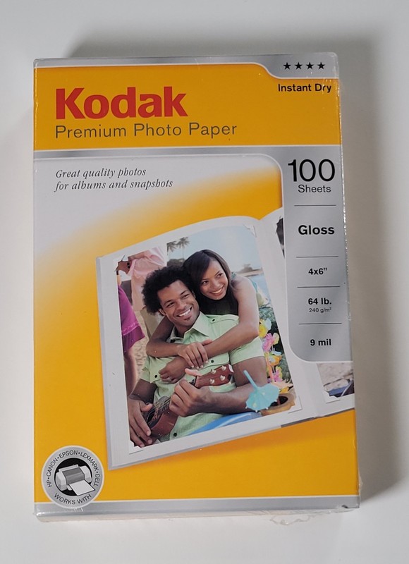 Kodak Premium Photo Paper 100 Sheets 4x6 Gloss Instant Dry