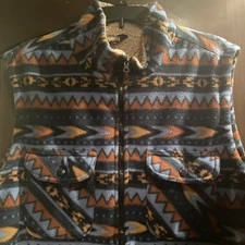 Guide Gear Navajo Aztec Western Vest Sherpa Lined Zip Men's Medium Unisex