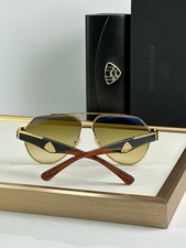 Maybach Stacy II Luxury Aviator Sunglasses Gold Wood 59-13 140 Handmade