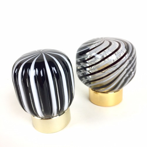 Vtg Italian Murano Glass Shower Sink Vanity Faucet Knobs Decorative Black White - Picture 9 of 10