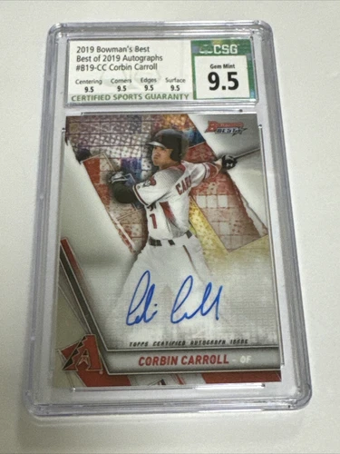 Corbin Carroll 2019 Bowman's Best Best of 2019 Auto RC CGC 9.5 Auto 10 Rookie