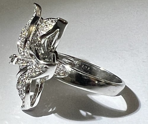 NOLAN MILLER Glamour Collection Orchid Design Rhinestone Ring Sz 7.25 - Picture 2 of 4