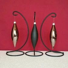 Frontgate Christmas Ornaments Set of 3 Hand Blown Glass Black Taupe Jim Marvin