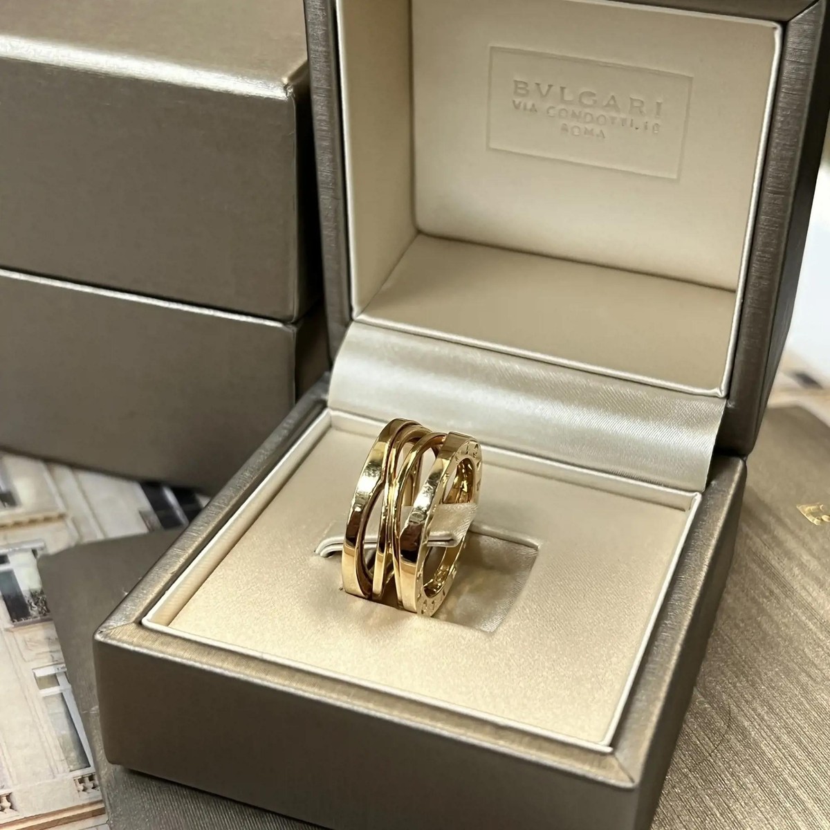BVLGARI リング Bvlgari B.Zero1 Design Legend Three Band Ring 18K Rose Gold Size