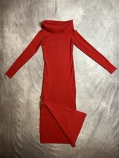 Sbetro Red Side Slit Cowl Neck Cold Shoulder Sweater Valentines Dress One Size