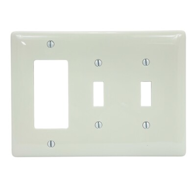 Qty 1 Hubbell NPJ226W White 2-Toggle 1 GFCI Decora 3-Gang Nylon Plate Covers