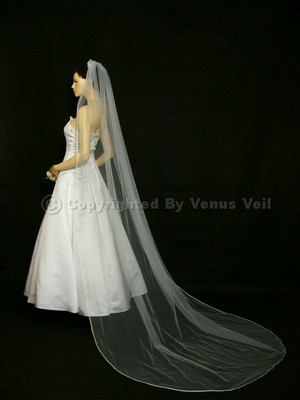 1T Ivory Bridal Cathedral Length Pencil Edge Wedding Veil