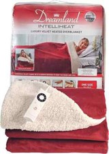 Image of Dreamland Intelliheat Red Velvet Sherpa Fleece Heat Blanket Throw 135CM X 180CM