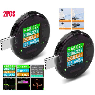 2pcs Type-C PD Trigger Voltmeter Ammeter Voltage Current Meter USB Tester 