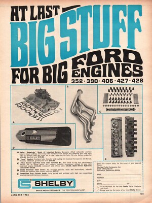 Vintage Print Ad 1968 Shelby Big Stuff For Ford Engines