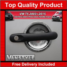 FOR VW T5 STAINLESS STEEL CHROME 4 DOOR HANDLE SURROUND CUP SET TRIM TRANSPORTER
