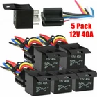 5 Pack 12V 30/40 Amp 5-Pin SPST Automotive Relay with Wires Harness Socket Set