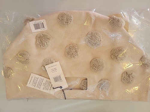 PEHR Tidy Up Canvas Bag,Beige Cotton Pom Pom Pint Collection, 2 Handle Carry - Picture 9 of 11