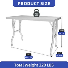 Commercial Kitchen Work Table Stainless Steel Portable Foldable Adjustable Legs