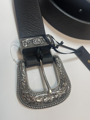 B-Low The Belt Black Leather Frank Belt Sz L New W/Missing  display picture 2