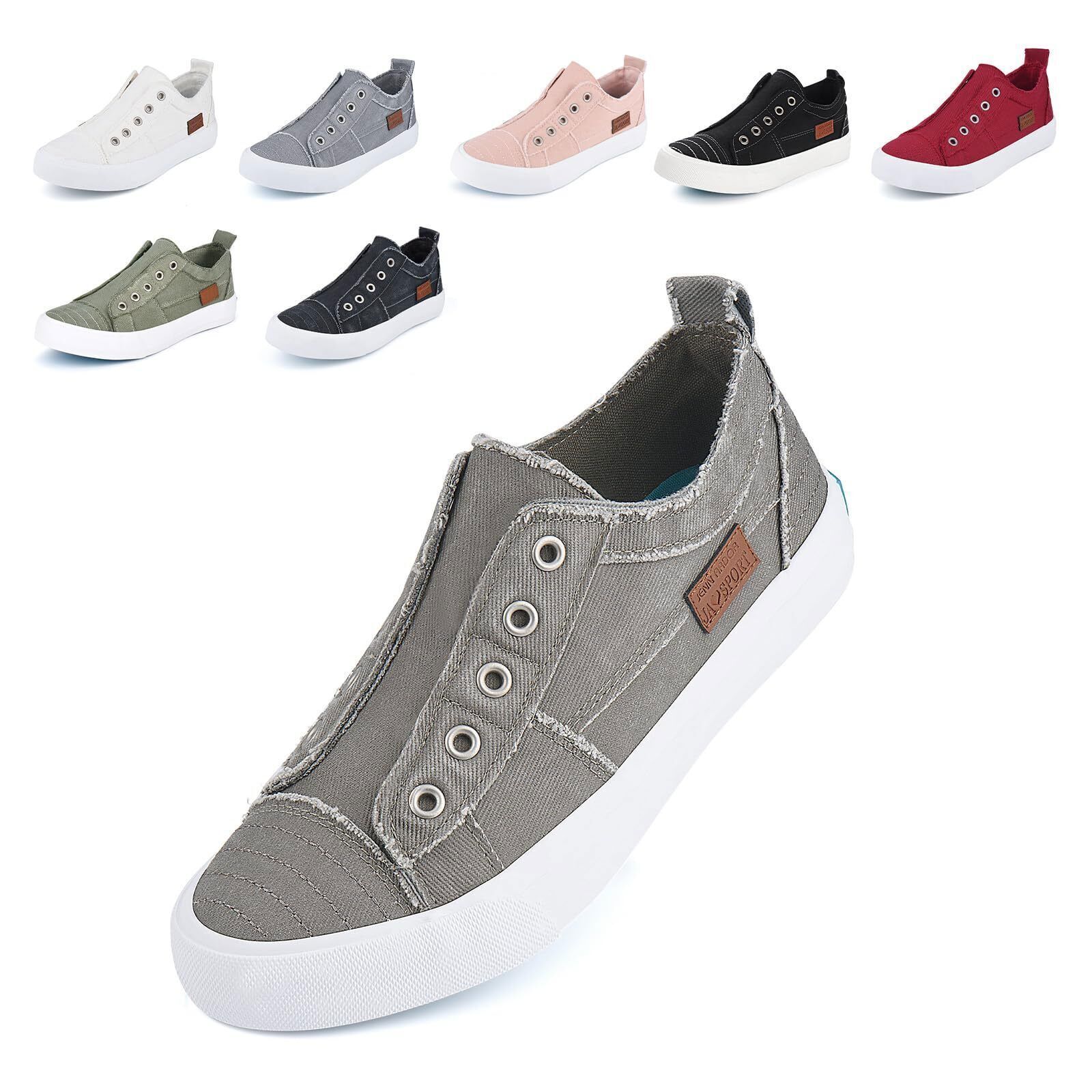  Women's Low-Top Slip On Fashion Casual Canvas Sneakers Classic Comfort Flats 