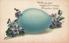 Postcard With my best wishes for a happy Easter-tide Blue Egg VTG VPC02.