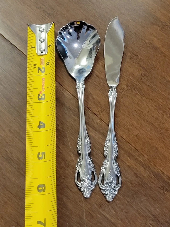 2pc Oneida Community Stainless Flatware BRAHMS Pattern Sugar Spoon Butter Knife - Image 2 of 3