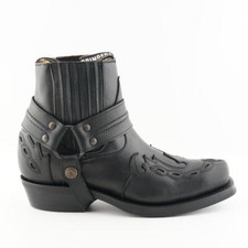 Grinders Montana Boots Men's Black Leather Biker Boot Cowboy Western Boots