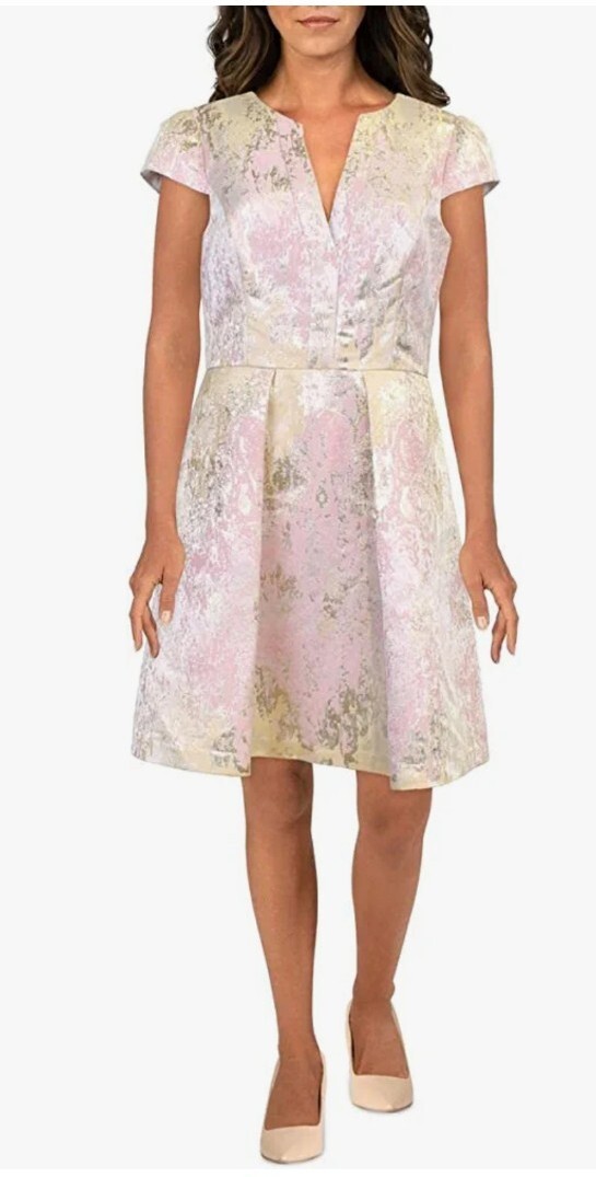 Vince Camuto Abito Da Cocktail Donna In Jacquard Con Maniche Ad Aletta – Fit & Flare
