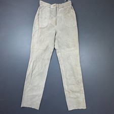 Pia Rucci Suede Pants Women's Size 10 Beige High Waisted Leather Lined Vintage