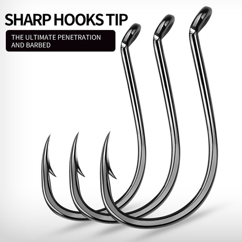 100pcs Octopus Fishing Hook High carbon Steel Black fishhook Saltwater Bass - Picture 5 of 13
