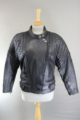 APACHE LEATHERS APOLLO KLASSISCHE BAUMWOLLE GEFÜTTERTE SCHWARZE BIKERJACKE: GRÖSSE 12