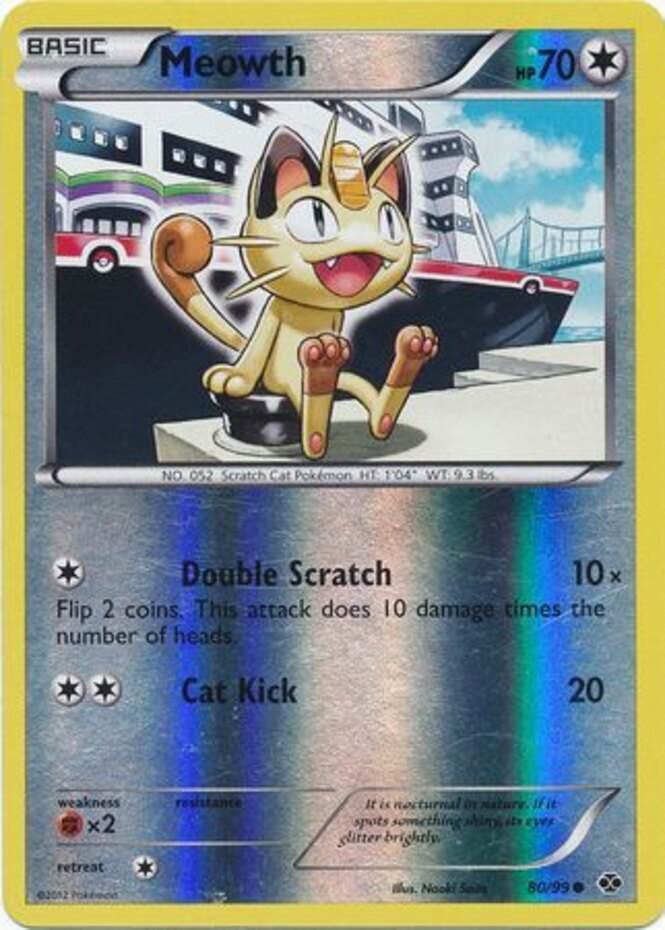 Moderately Played Meowth - 80 - Promotional - Mirror Reverse Holo Black & White