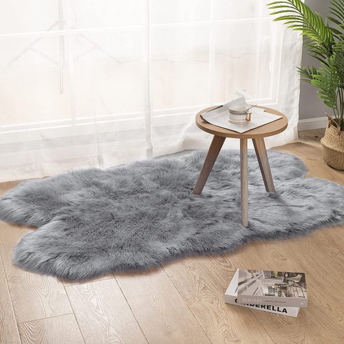 Faux Fur Fluffy Aear Rug Sheepskin Long Plush Rug Irregular Plush Carpet Decor - Picture 3 of 36