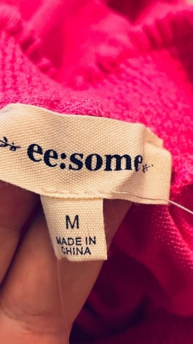 NWT EE:SOME Pull-On Off-The-Shoulder Crush Hot Pink ROMPER/JUMPSUIT - M - Picture 4 of 7
