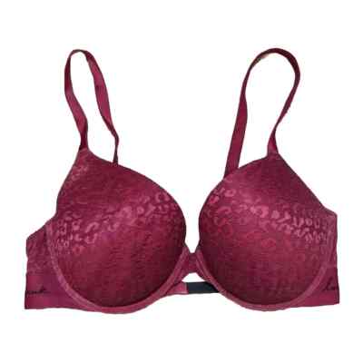 Victoria's Secret Pink Wear Everywhere t-shirt lightly Bra Lace Burgundy 36D Nwt