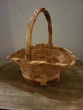Handmade Vintage Wicker Easter Basket 1950-60 Made In Mexico Multi Color 2 