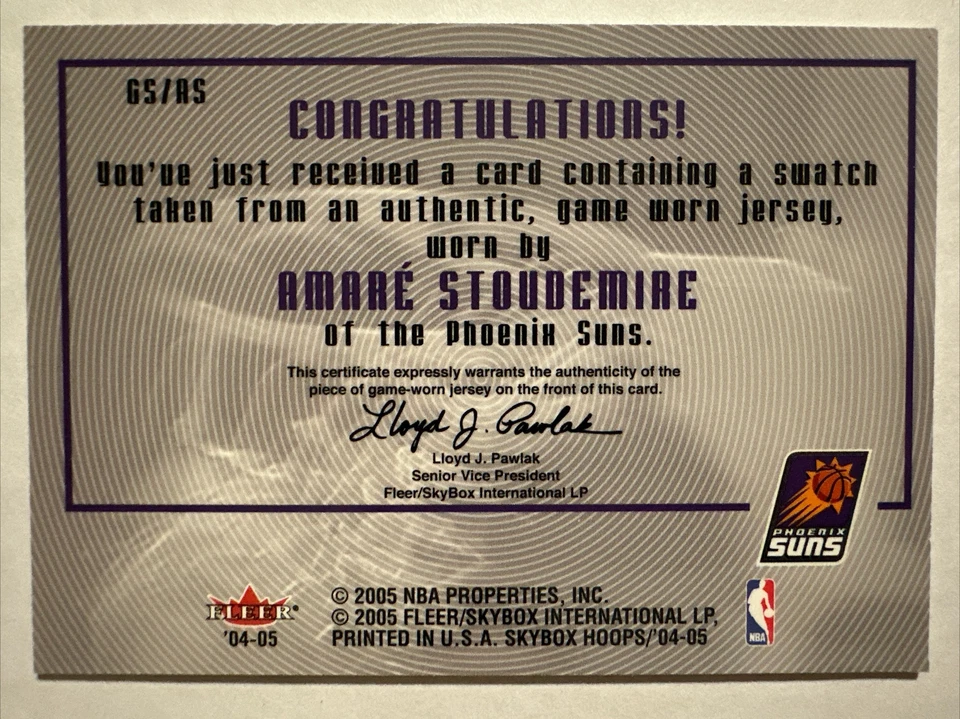 2004-05 NBA Hoops Great Shots Blue Jerseys Amare Stoudemire #GS/RS Game used - Image 2 of 2