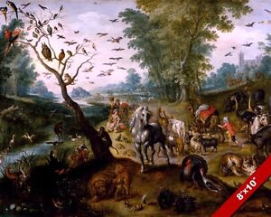 Animals Gathering For Noah S Ark Painting Bible History Art Real Canvas Print Ebay