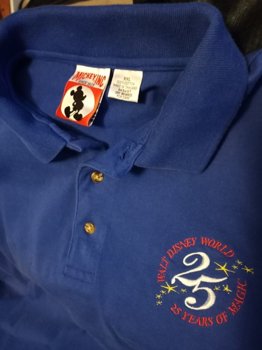 Disney 25th Anniversary Polo, Short Sleeve Blue, Adult 2XL, 100