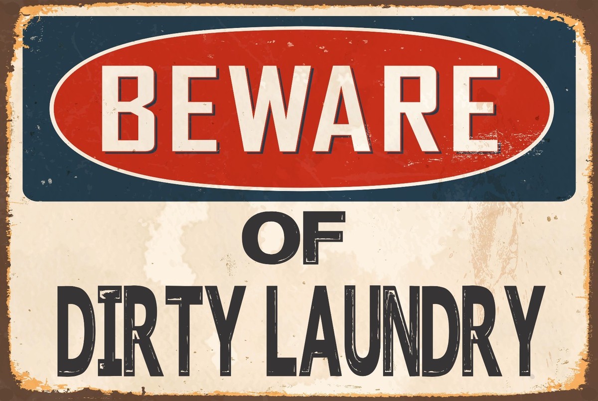 BEWARE DIRTY LAUNDRY Aluminum 8x12 Metal Novelty Vintage
