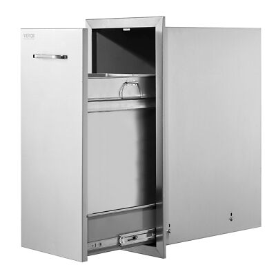 Stainless Steel Pull Out Trash Drawer with Handle for BBQ Island Grill Station