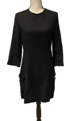 Rag & Bone Handmade In NY Black Wool Blend Button Patch Pockets Dress Sz 2 $500
