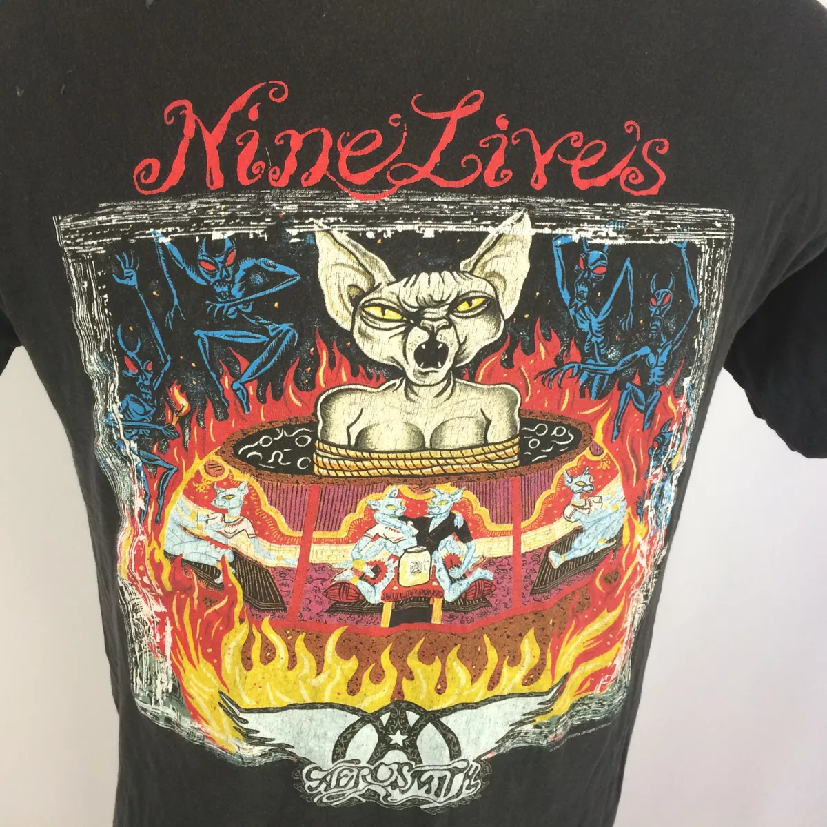 Vintage 1997 Giant Grunge Aerosmith Nine Lives Rock Band Tour Promo T Shirt 90s
