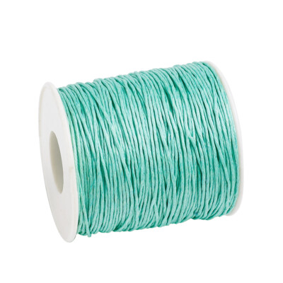 Gewachste Baumwolle Faden Kordeln Aquamarin 1mm 84m/Rolle Schmuck Auffädeln Schnur Spule