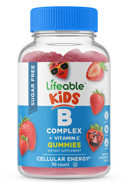 Lifeable Sugar Free B Complex for Kids - Strawberry Flavor Gummy - 90 Count