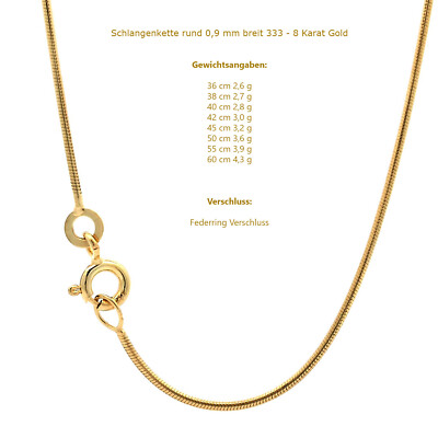 Edle feine dünne filigrane Goldkette massiv 333-8 Karat Gold Halskette